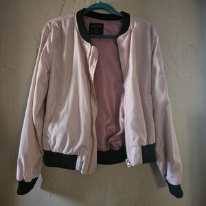 Love Tree Light Pink Bomber Jacket with Black Accents